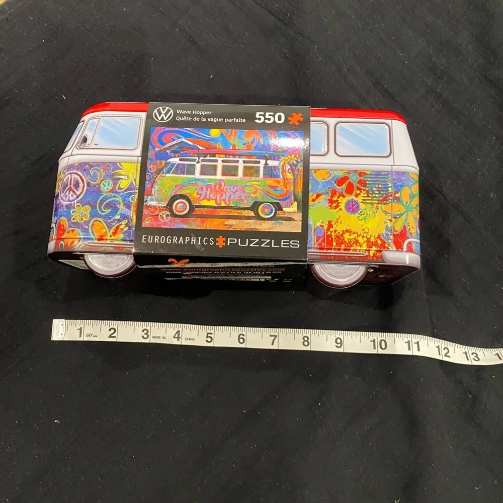 GROOVY VW bus puzzle in COLLECTABLE tin- see pic for all the details! Family FUN - Picture 3 of 12